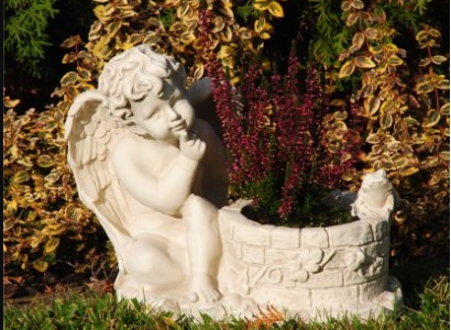 Kasten Blumen Kübel Pflanz Gefäss Grab Schmuck Garten Dekoration Statue Stein