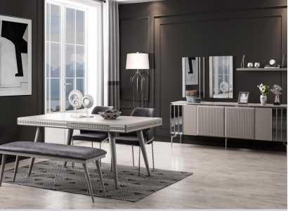 Esszimmermöbel Essecke Esstisch Essgruppe Esstisch Stühle 9tlg Grau