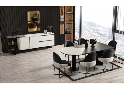 Essgruppe Esszimmer Gruppe Essecke Esstisch Stühle 9tlg Holz Weiß
