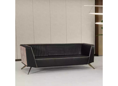 Designer Schwarzes Polstersofa Stoffmöbel Arbeitszimmermöbel Büro Couch