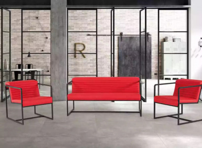 Sitzgarnitur Polstermöbel Zweisitzer Sessel Stoffmöbel Büroeinrichtung 