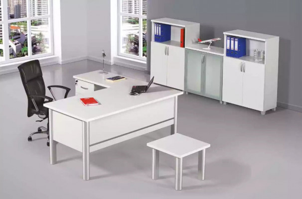 Helle Kanzlei Möbel Büro Einrichtung Tisch Couchtisch Aktenschrank 3tlg