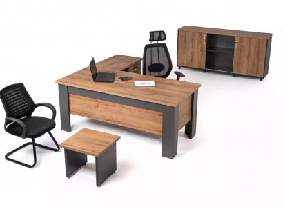 Braunes Büro Set Komplette Arbeitszimmergarnitur Tisch Schrank Eckschreibtisch