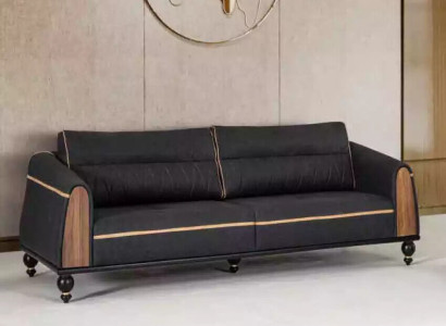 Schwarzes Designer Sofa Arbeitszimmermöbel Stil Moderne Couch Dreisitzer