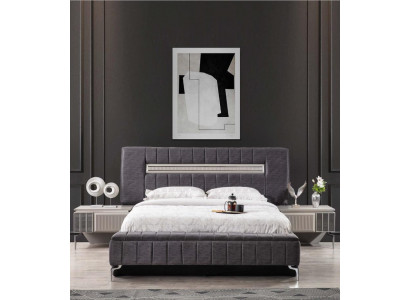 Doppelbett Garnitur Nachttische Schlafzimmer Bett 3tlg Grau Bettrahmen