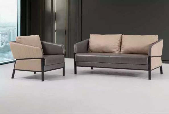 Grau Sofa 2 Sitzer Moderner Couch Office Möbel Polstersofa Designer