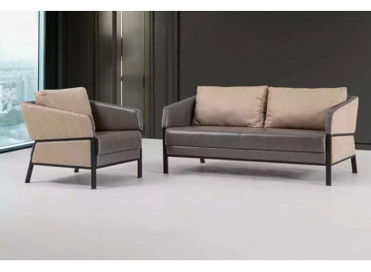 Grau Sofa 2 Sitzer Moderner Couch Office Möbel Polstersofa Designer