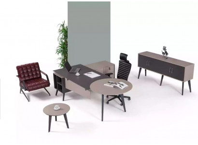 Designer Holzmöbel Couchtisch Arbeitszimmer Modern Rund Tisch Büromöbel