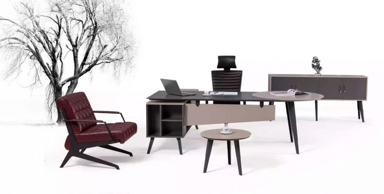 Designer Holzmöbel Couchtisch Arbeitszimmer Modern Rund Tisch Büromöbel