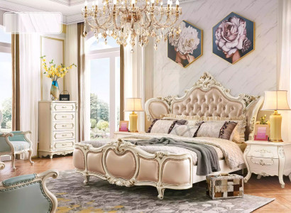 klassische Möbel Schlafzimmer Set Bett 2x Nachttische Kommode Luxus Set 4tlg