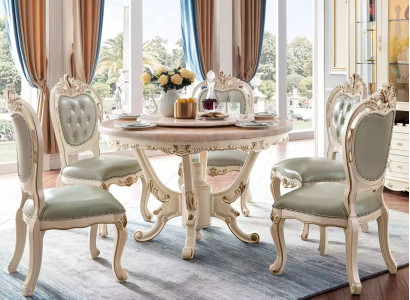 Esszimmer Set 7tlg Holz klassische Möbel Esstisch + 6x Stühle Luxus 