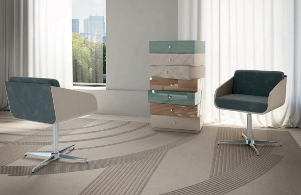 Moderner Luxus Drehbarer Sessel Lounge Sitzkomfort Polster Lehn Möbel Bizzotto