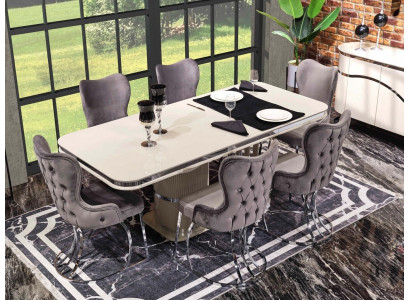 Tisch 6x Stühle 7tlg Esszimmer Holztisch Esszimmer Set Gruppe Design
