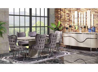 Design Esszimmer Gruppe Tisch Stühle Holztisch Esszimmer Set 9tlg.