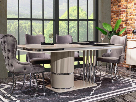 Design Esszimmer Gruppe Tisch Stühle Holztisch Esszimmer Set 9tlg.
