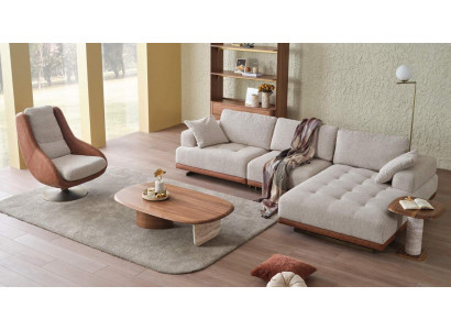 Stilvoll Wohnzimmer set 2tlg. Luxus Ecksofa L-Form + Sessel Designer set