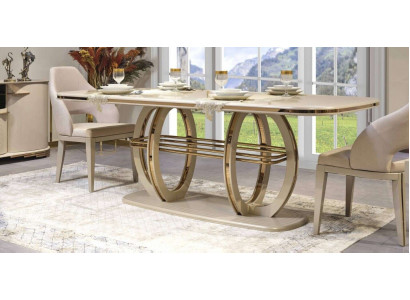 Esstisch Esszimmertisch Essecke Esszimmermöbel Tisch Holz Gold Beige