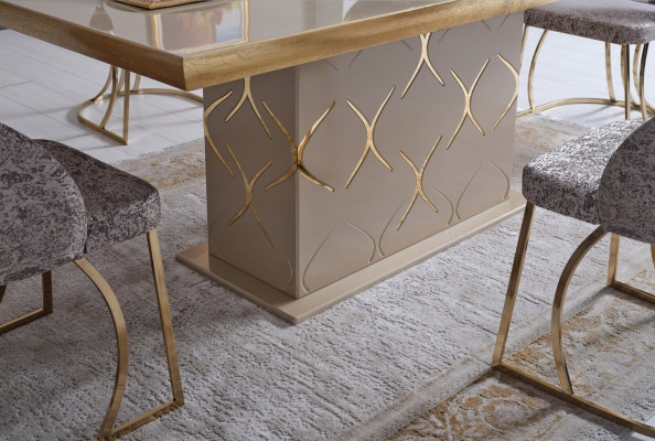 Luxus Esszimmer Set Esstisch 4x Stühle Sideboard Spiegel Essgruppe 7 tlg