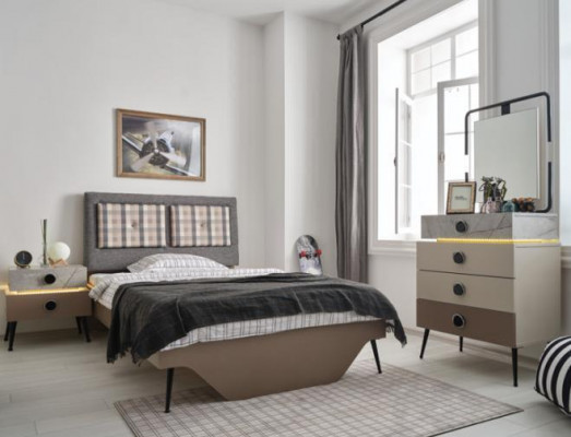 Modernes Schlafzimmer Jugendzimmer 7tlg. Bett Kleiderschrank Kinderzimmer