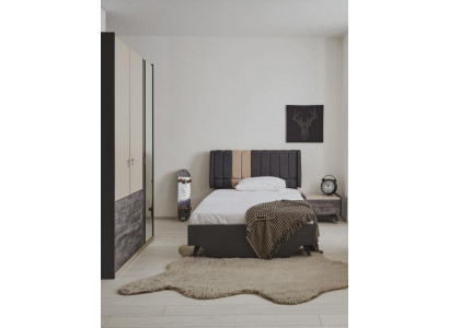 Luxuriöses stilvolle Schlafzimmerset Delta Bett Nachttisch Kleiderschrank