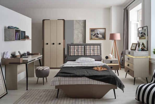 Modernes Schlafzimmer Jugendzimmer 7tlg. Bett Kleiderschrank Kinderzimmer