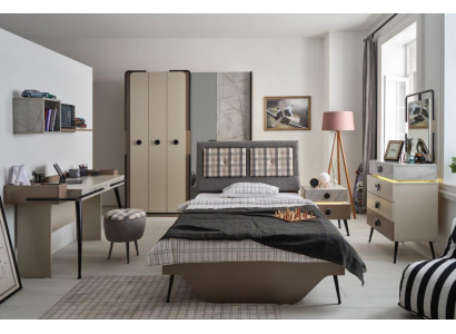 Modernes Schlafzimmer Jugendzimmer 7tlg. Bett Kleiderschrank Kinderzimmer