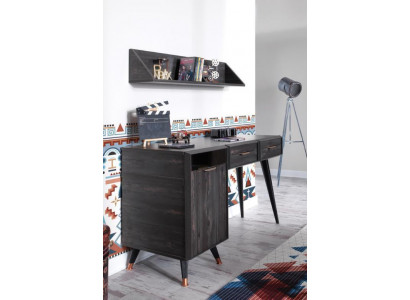 Moderne schwarze Büromöbel Schreibtisch Regal Holz stilvolles Design neu
