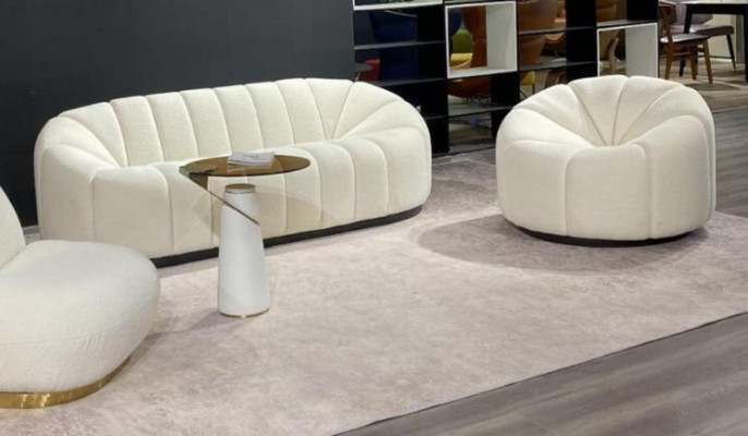 Exklusives Gemütlich Weiß Wohnzimmer 3 Sitzer Sofa Modern 2x Sessel neu