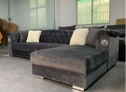 Ecksofa Couch Sofa Eckgarnitur Design Couchen Wohnlandschaft Grau Stoff