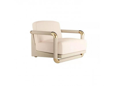 Stilvolle Sessel Beige Sessel Fernseh Couch 1 Sitzer Sofa Textil Stoff