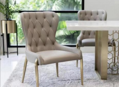 Beiger Chesterfield Einsitzer Metallstuhl Luxuriöse Esszimmerstühle Moderner Stuhl