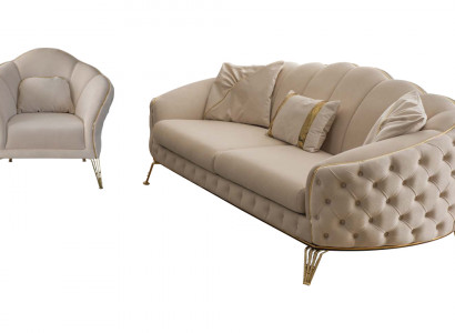 Wohnzimmer Komplett 3tlg Modern Dreisitzer Sofa Couch Luxus 2x Sessel