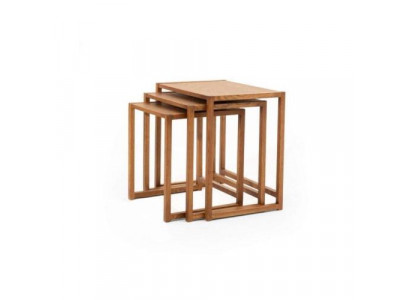 Braunes Holztisch-Set 3-er Quadratische Wohnzimmer Couchtische 3tlg Set