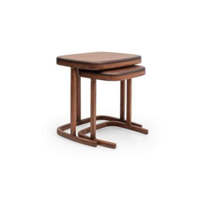 Brauner Beistelltisch-Set Wohnzimmer Couchtisch Garnitur Kaffeetische