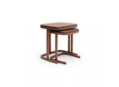 Brauner Beistelltisch-Set Wohnzimmer Couchtisch Garnitur Kaffeetische