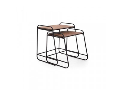 Designer 2x Ablagetische Designer Couchtisch Holzplatte Wohnzimmer Möbel