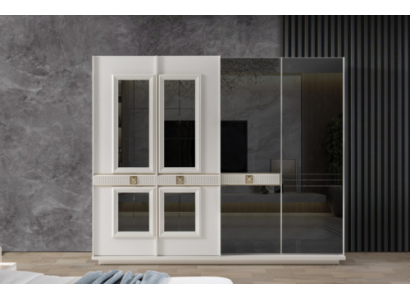 Robuster Weißer Kleiderschrank Schlafzimmer Designer Schrank Glasschrank