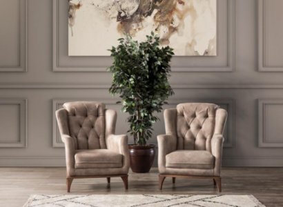 Chesterfield Robuste 2x Stofsessel Luxuriöser 1-Sitzer Moderne Möbel