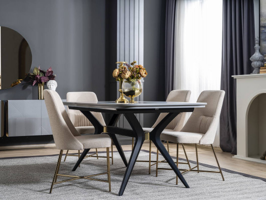 Grau-Weiße Esszimmer Möbel Esstisch Luxus 4x Polsterstühle Moderner Set