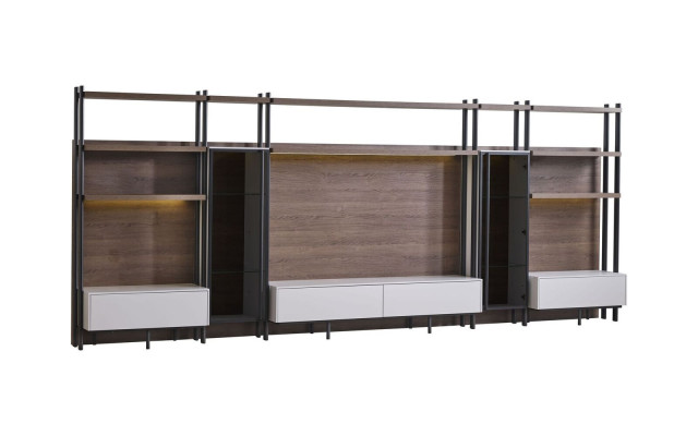 Moderne Braue Wohnzimmer Wohnwand Luxus Wohnzimmermöbel Regal Schränke