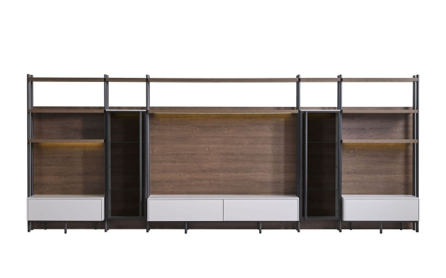 Moderne Braue Wohnzimmer Wohnwand Luxus Wohnzimmermöbel Regal Schränke