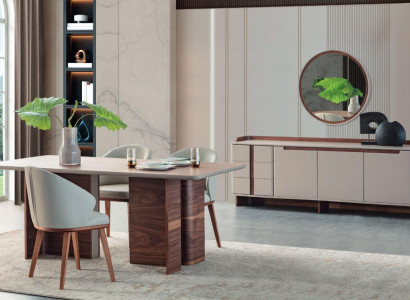 Exklusive Esszimmer Möbel Robuster Esstisch Designer Sideboard Stühle