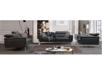 Designer Kunstleder Couchgarnitur 2x Dreisitzer Luxuriöser Sessel 3tlg