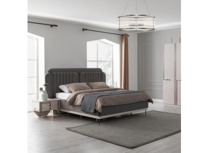 Graues Doppelbett Moderne Schlafzimmer Möbel Luxus Betten Holzgestell