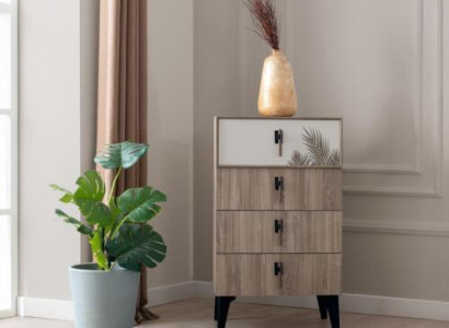 Schlafzimmer Möbel Hellbraune Hochkommode Designer 4x-türige Kommode