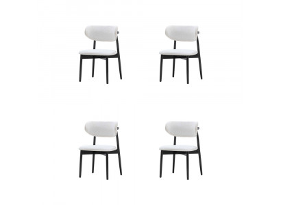 Esszimmer Sitzstühle Weiß-Schwarze Stuhgarnitur Designer Lehnstühle