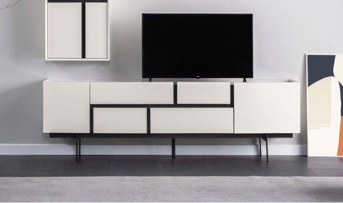 Stilvoll Wohnzimmer Set Besteht aus TV Lowboard und Wandschrank 2tlg.