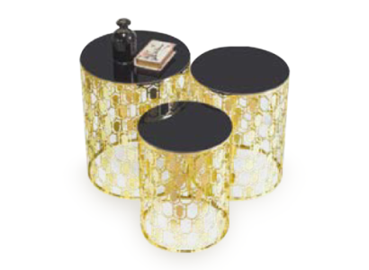 Gruppe Beistelltische Kaffeetische Sofatische 3tlg Couchtische Gold