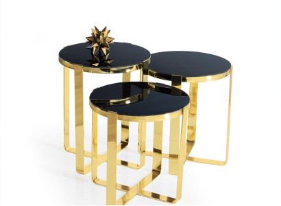 Gruppe Beistelltische Kaffeetische Sofatische 3tlg Couchtische Gold