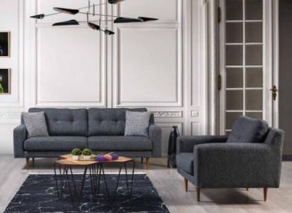 Wohnzimmer Graue Sofagarnitur Luxus Polster Sitzmöbel Stoffsofas Sessel
